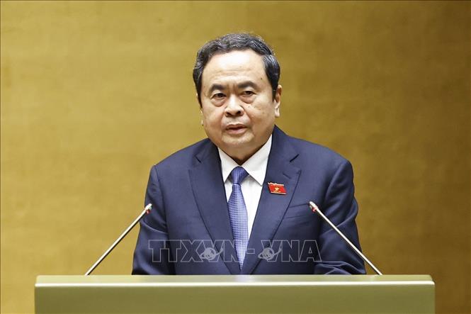 Chủ tịch Quốc hội Trần Thanh Mẫn phát biểu bế mạc Kỳ họp. Ảnh: Doãn Tấn - TTXVN