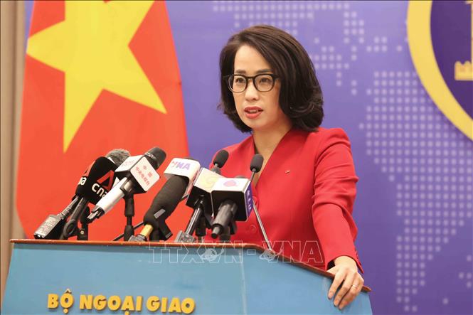 Ministry of Foreign Affairs’ (MoFA)'s spokesperson Pham Thu Hang speaks at the Ministry's regular press briefing. VNA Photo: An Đăng 