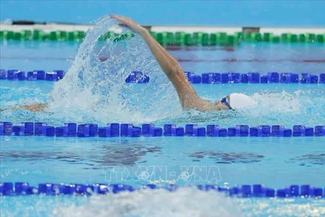 Phần thi của kình ngư Võ Thị Mỹ Tiên giành HCĐ nội dung bơi 200m hỗn hợp. Ảnh: Minh Quyết - PV TTXVN tại Thái Lan