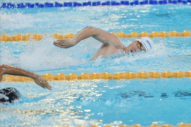 Phần thi của các VĐV Việt Nam ở nội dung 4x200m tự do nam. Ảnh: Minh Quyết - PV TTXVN tại Thái Lan