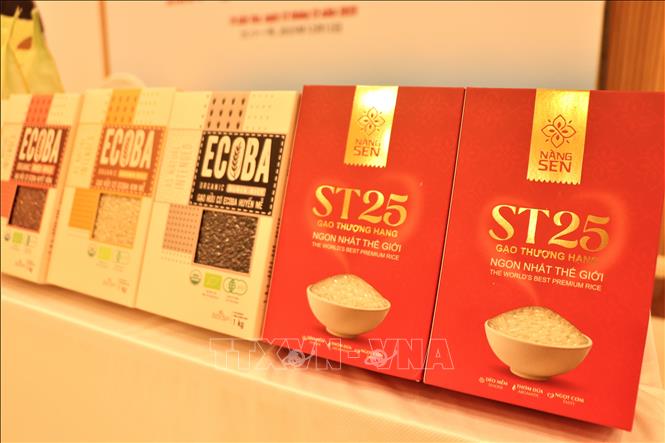 Gạo Việt được xuất khẩu vào thị trường Nhật Bản. Ảnh: Thu Hiền - TTXVN