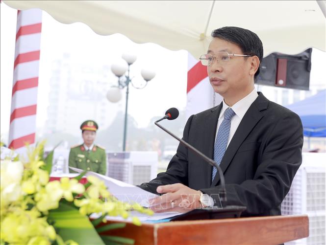 Phó Chủ tịch UBND tỉnh Phú Thọ Nguyễn Khắc Hiếu phát biểu tại buổi thực tập. Ảnh: Hoàng Hùng -TTXVN