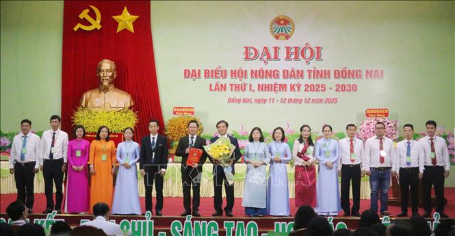 Ra mắt đoàn đại biểu tỉnh Đồng Nai tham dự Đại hội đại biểu Hội Nông dân Việt Nam toàn quốc lần thứ IX, nhiệm kỳ 2026 - 2031 gồm 19 đồng chí. Ảnh: Lê Xuân - TTXVN