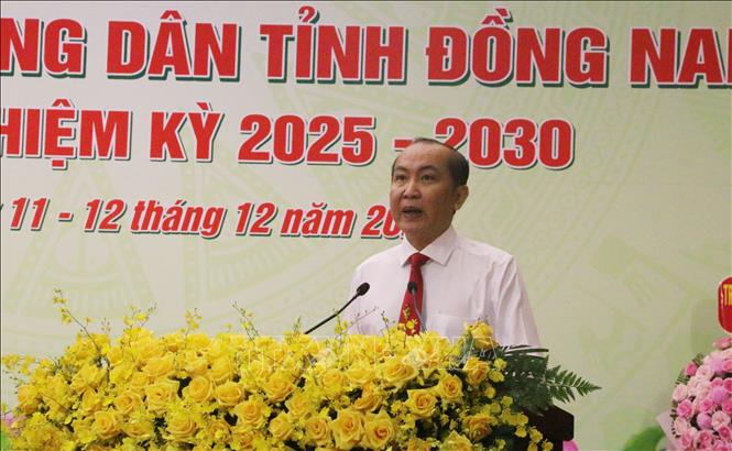 Ủy viên dự khuyết Ban Chấp hành Trung ương Đảng, Phó Chủ tịch thường trực Ban Chấp hành Trung ương Hội Nông dân Việt Nam Phan Như Nguyện phát biểu tại đại hội. Ảnh: Lê Xuân - TTXVN