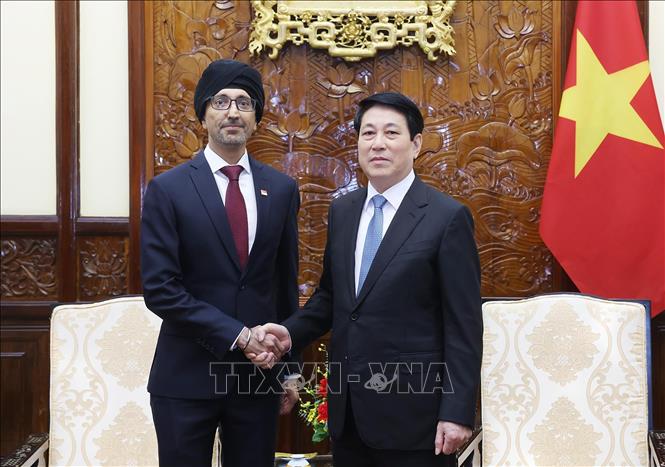 Chủ tịch nước Lương Cường tiếp Đại sứ Cộng hoà Singapore tại Việt Nam Rajpal Singh. Ảnh: Lâm Khánh - TTXVN