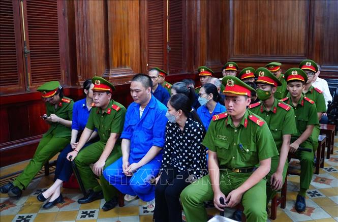 Các bị  cáo tại phiên tòa. Ảnh: Linh Sơn - TTXVN