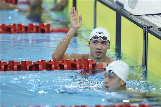 Kình ngư Nguyễn Huy Hoàng tiếp tục giữ vững phong độ để vô địch cự ly 1.500m tự do tại SEA Games 33. Ảnh: TTXVN phát