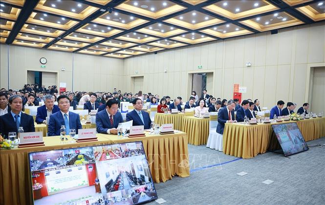 Thủ tướng Phạm Minh Chính dự Hội nghị toàn quốc tổng kết công tác Tư pháp năm 2025. Ảnh: Dương Giang-TTXVN
