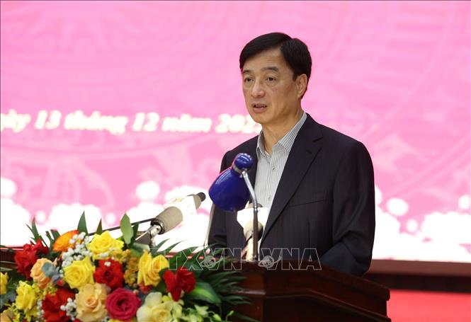 Ủy viên Bộ Chính trị, Bí thư Thành ủy Hà Nội Nguyễn Duy Ngọc phát biểu tại hội nghị. Ảnh Vũ Quang – TTXVN 