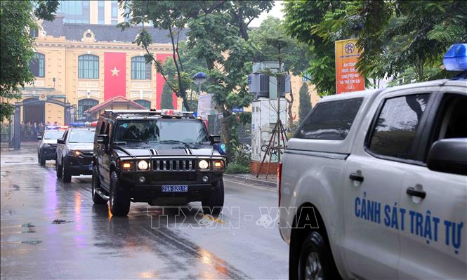 Lễ diễu hành ra quân của các lực lượng, phương tiện của Công an thành phố Hà Nội. Ảnh: Phạm Kiên - TTXVN