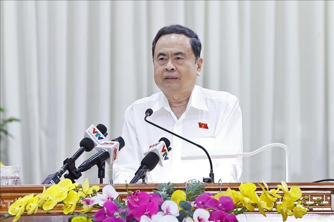 Chủ tịch Quốc hội Trần Thanh Mẫn phát biểu. Ảnh: Doãn Tấn - TTXVN