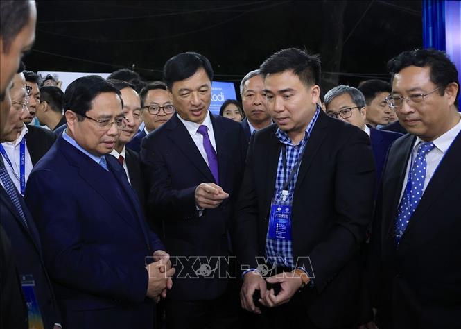 Thủ tướng Phạm Minh Chính tới dự lễ khai mạc TECHFEST VIETNAM 2025. Ảnh: Tuấn Anh - TTXVN
