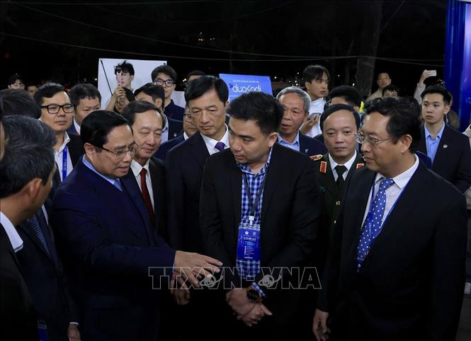 Thủ tướng Phạm Minh Chính tới dự lễ khai mạc TECHFEST VIETNAM 2025. Ảnh: Tuấn Anh - TTXVN