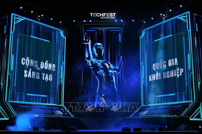 Tiết mục văn nghệ biểu diễn tại chương trình. Ảnh: Hoàng Hiếu - TTXVN