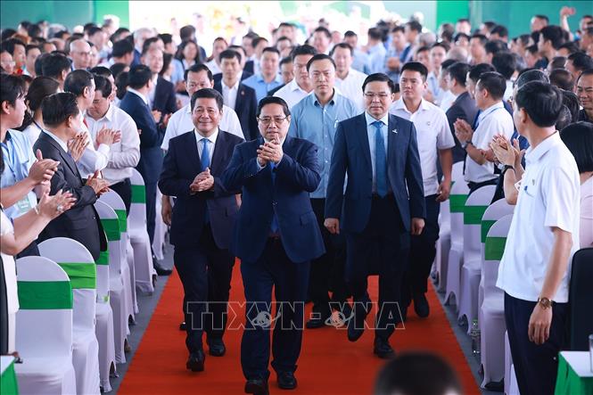 Thủ tướng Phạm Minh Chính đến dự Lễ khánh thành Nhà máy điện LNG Nhơn Trạch 3 và 4. Ảnh: Dương Giang-TTXVN