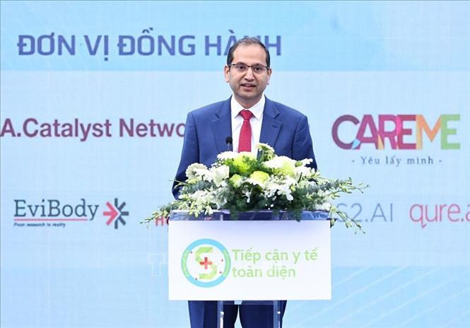 Ông Atul Tandon – Tổng AstraZeneca Việt Nam phát biểu. Ảnh: Minh Đức – TTXVN