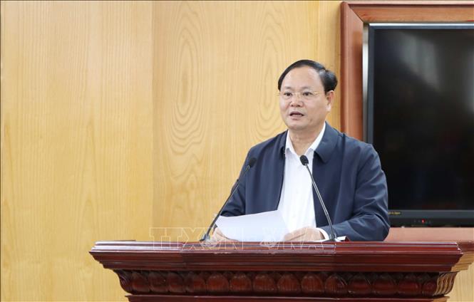 Bí thư Tỉnh uỷ Lai Châu Lê Minh Ngân phát biểu kết luận Hội nghị. Ảnh: Nguyễn Oanh-TTXVN.