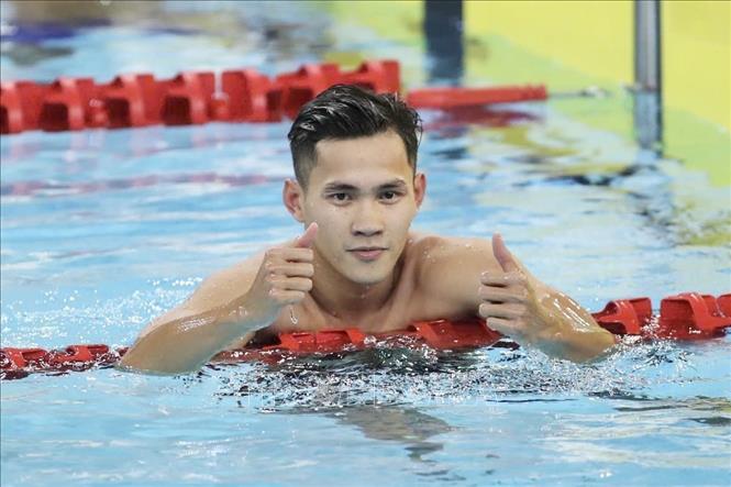 Kình ngư Phạm Thanh Bảo thi đấu xuất sắc, mang về tấm HCV nội dung 200m ếch nam với thành tích 2 phút 12,81 giây. Ảnh: Quý Lượng/TTXVN phát