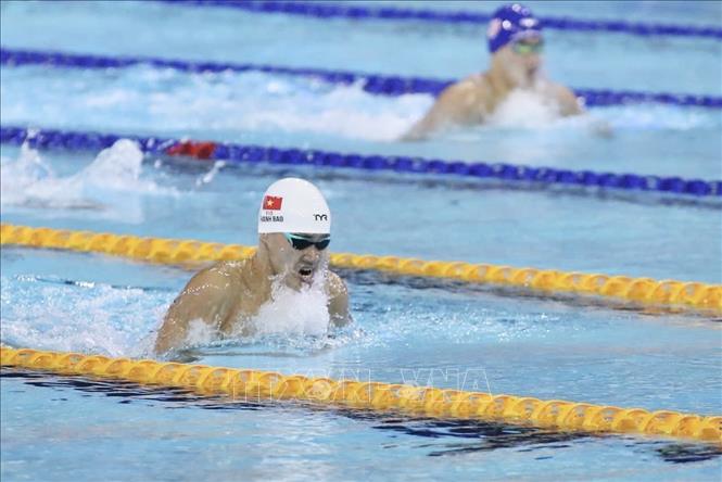 Kình ngư Phạm Thanh Bảo thi đấu xuất sắc, mang về tấm HCV nội dung 200m ếch nam với thành tích 2 phút 12,81 giây. Ảnh: Quý Lượng/TTXVN phát