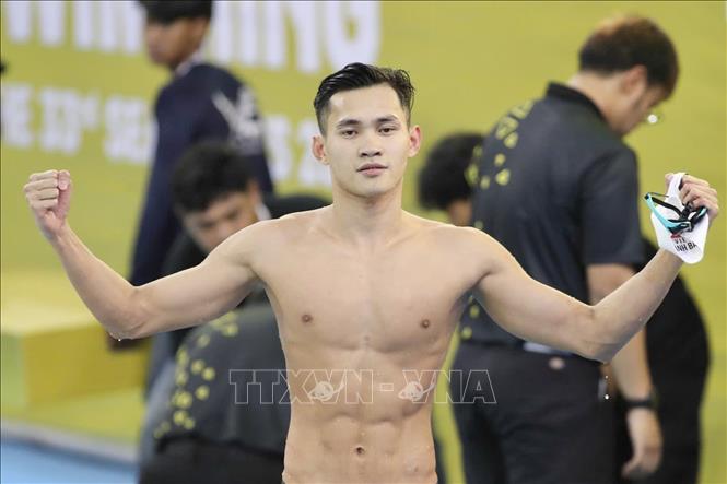 Kình ngư Phạm Thanh Bảo thi đấu xuất, sắc mang về tấm HCV nội dung 200m ếch nam với thành tích 2 phút 12,81 giây. Ảnh: Quý Lượng/TTXVN phát