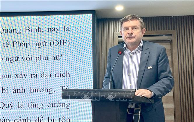 Ông Edgar Doerig, Trưởng đại diện Văn phòng khu vực châu Á – Thái Bình Dương, Tổ chức quốc tế Pháp ngữ đánh giá cao những kết quả hoạt động mà Dự án đã đạt được. Ảnh: Võ Dung - TTXVN