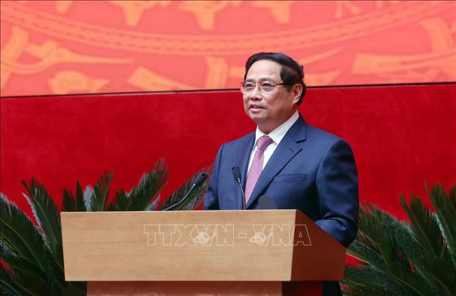 Thủ tướng Phạm Minh Chính phát biểu chỉ đạo Hội nghị. Ảnh: Phạm Kiên - TTXVN