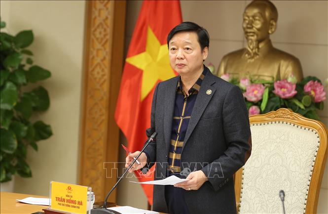 Phó Thủ tướng Trần Hồng Hà phát biểu chỉ đạo tại cuộc họp. Ảnh: Diệp Trương - TTXVN