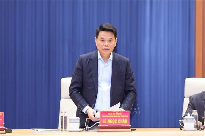 Chủ tịch UBND thành phố Hải Phòng Lê Ngọc Châu phát biểu. Ảnh: Minh Huệ-TTXVN