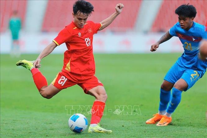 U22 Việt Nam gặp nhiều khó khăn trước U22 Philippines. Ảnh: Minh Quyết - PV TTXVN tại Thái Lan
