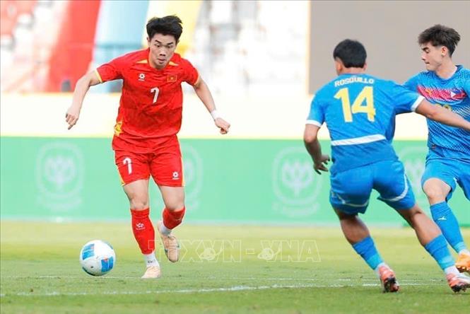 U22 Việt Nam gặp nhiều khó khăn trước U22 Philippines. Ảnh: Minh Quyết - PV TTXVN tại Thái Lan
