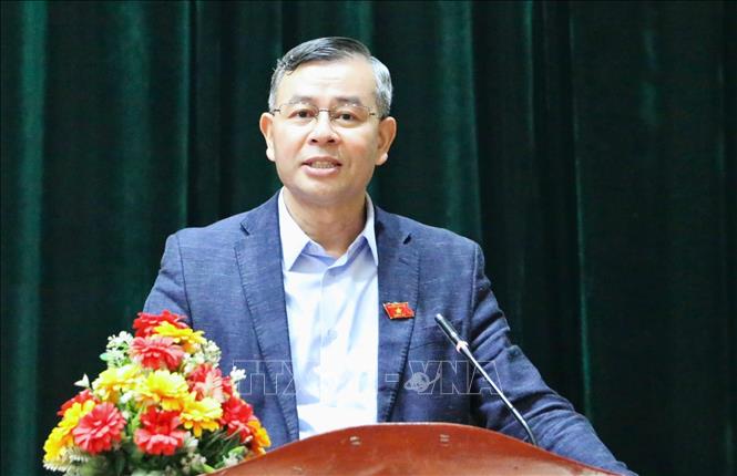 Tổng Kiểm toán Nhà nước Ngô Văn Tuấn phát biểu tại buổi tiếp xúc cử tri. Ảnh: Trọng Đạt-TTXVN