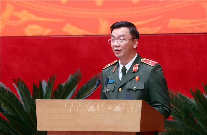 Thiếu tướng Phạm Kim Đĩnh, Cục trưởng Cục Công tác chính trị, Bộ Công an phát biểu. Ảnh: Phạm Kiên - TTXVN