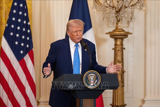 Tổng thống Mỹ Donald Trump phát biểu tại cuộc họp báo ở Nhà Trắng, Washington, D.C. Ảnh: THX/TTXVN