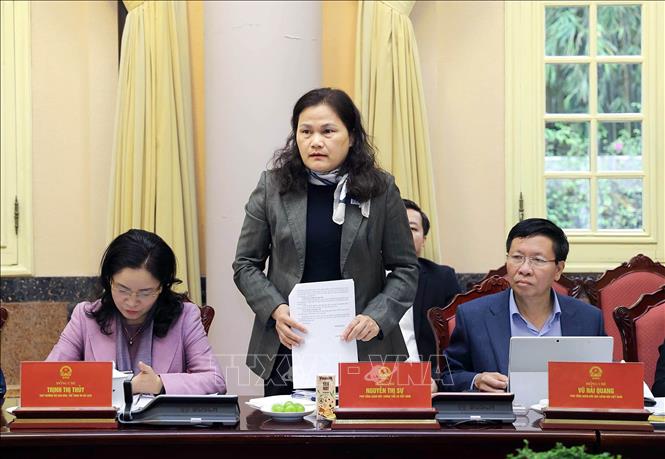 Phó Tổng Giám đốc Thông tấn xã Việt Nam Nguyễn Thị Sự phát biểu tại phiên họp. Ảnh: An Đăng - TTXVN