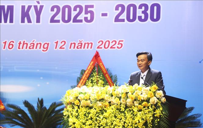 Ông Nguyễn Chiến Thắng, Phó Bí thư Tỉnh ủy, Chủ tịch Ủy ban MTTQ Việt Nam tỉnh Quảng Trị phát biểu tại Đại hội. Ảnh: Võ Dung - TTXVN 