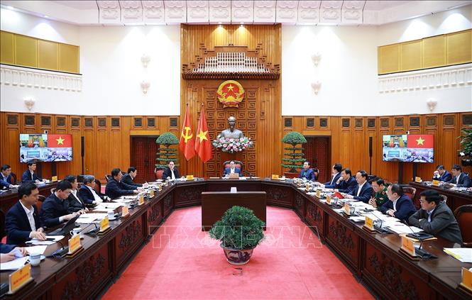 Thủ tướng Phạm Minh Chính  chủ trì họp Thường trực Chính phủ về công tác chuẩn bị tổ chức Lễ khởi công, khánh thành, thông xe kỹ thuật các công trình, dự án trọng điểm. Ảnh: Dương Giang – TTXVN
