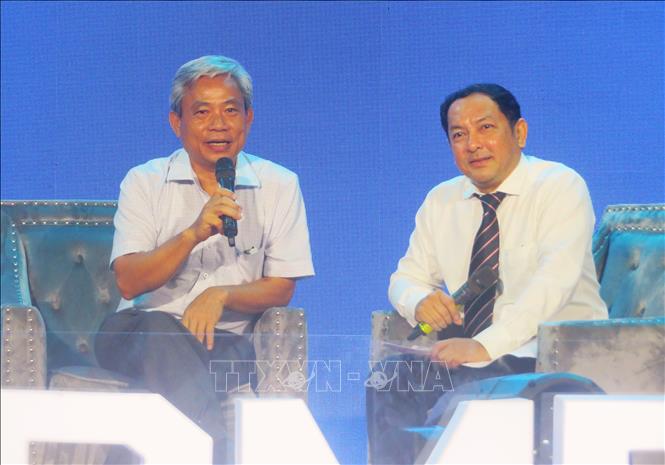 Ông Phạm Minh Quốc, Giám đốc Vườn ươm Công nghệ công nghiệp Việt Nam – Hàn Quốc (KVIP) kêu gọi sinh viên mạnh dạn khởi nghiệp, bởi các viện, trường, vườn ươm sẵn sàng đồng hành, hỗ trợ. Ảnh: Ánh Tuyết - TTXVN