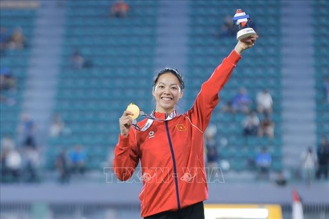 Bùi Thị Kim Anh giành HCV nhảy cao nữ. Ảnh: Minh Quyết - PV TTXVN tại Thái Lan