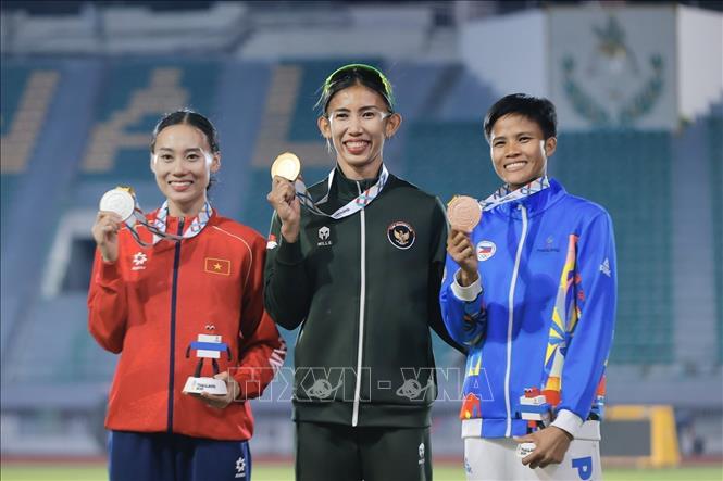 Hoàng Thanh Giang giành HCB ở nội dung 7 môn phối hợp. Ảnh: Minh Quyết - PV TTXVN tại Thái Lan
