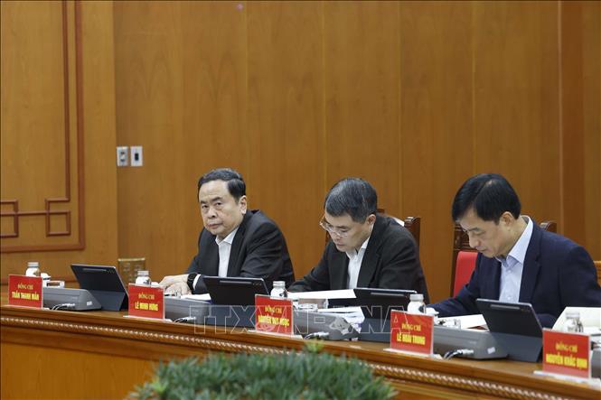 Các đại biểu tham dự phiên họp thứ hai của Ban Chỉ đạo Trung ương về hoàn thiện thể chế, pháp luật. Ảnh: Thống Nhất – TTXVN