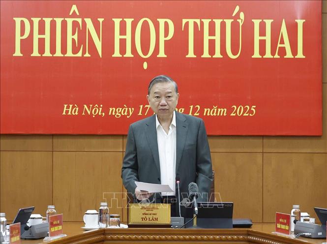 Tổng Bí thư Tô Lâm phát biểu tại phiên họp thứ hai của Ban Chỉ đạo Trung ương về hoàn thiện thể chế, pháp luật. Ảnh: Thống Nhất – TTXVN