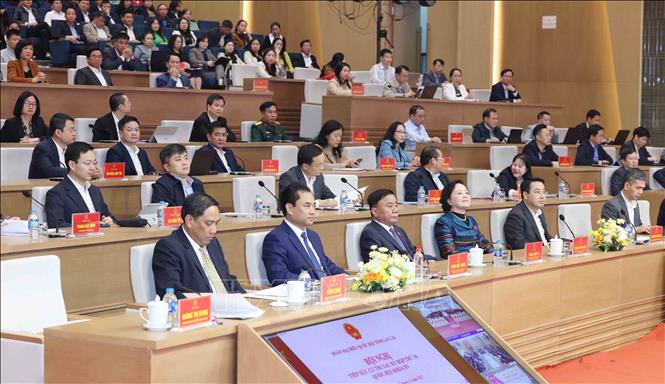 Các đại biểu tham dự Hội nghị tiếp xúc cử tri tỉnh Lào Cai sau Kỳ họp thứ 10. Ảnh: Phương Hoa - TTXVN