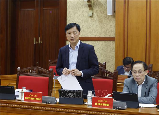 Đồng chí Nguyễn Duy Ngọc, Uỷ viên Bộ Chính trị, Bí thư Thành uỷ Hà Nội phát biểu. Ảnh: Thống Nhất – TTXVN