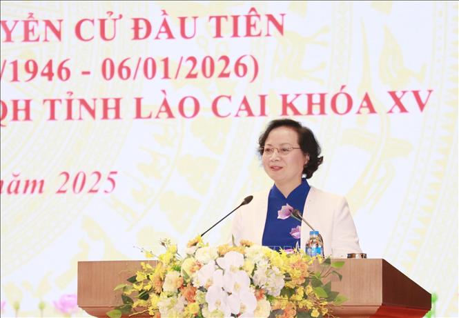 Phó Thủ tướng Phạm Thị Thanh Trà phát biểu tại buổi gặp mặt. Ảnh: Đinh Thùy-TTXVN