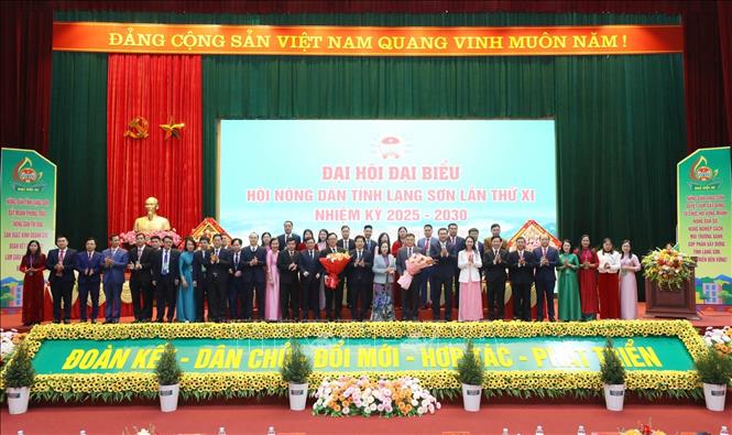 Ban Chấp hành Hội Nông dân tỉnh Lạng Sơn nhiệm kỳ 2025 – 2030 ra mắt Đại hội. Ảnh: Anh Tuấn – TTXVN