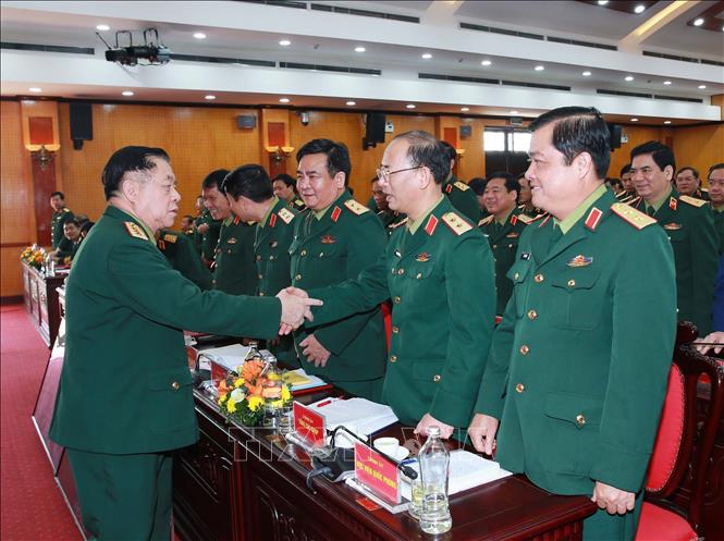  Đại tướng Nguyễn Trọng Nghĩa, Chủ nhiệm Tổng cục Chính trị QĐND Việt Nam và các đại biểu dự hội nghị. Ảnh: Trọng Đức - TTXVN