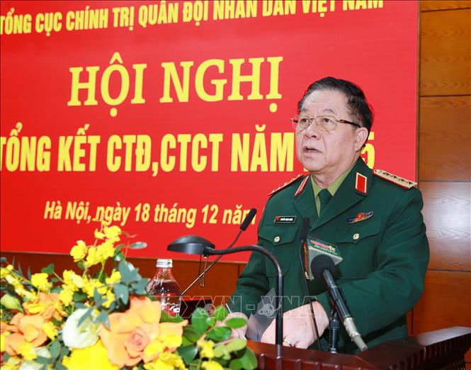 Đại tướng Nguyễn Trọng Nghĩa, Chủ nhiệm Tổng cục Chính trị QĐND Việt Nam phát biểu kết luận hội nghị. Ảnh: Trọng Đức - TTXVN