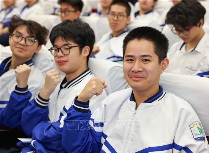 Học sinh các đội tuyển phấn khởi, tự tin tham dự thi chọn học sinh giỏi quốc gia năm học 2025 – 2026. Ảnh: Thanh Tùng - TTXVN