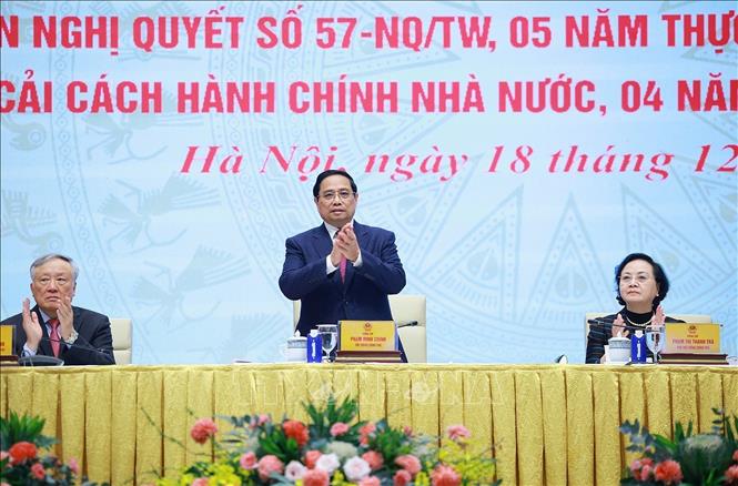 Prime Minister Pham Minh Chinh at the conference. VNA Photo: Dương Giang