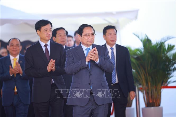 Thủ tướng Phạm Minh Chính dự khởi công Dự án đầu tư xây dựng Khu đô thị thể thao Olympic, Hà Nội. Ảnh: Dương Giang-TTXVN
